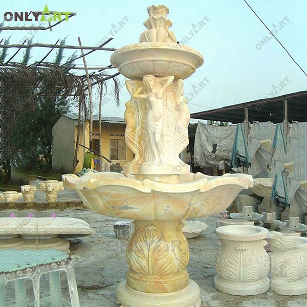 Large marble outdoor water fountain for house OLA-F311