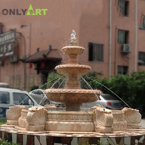 White marble tall outdoor water fountains OLA-F309