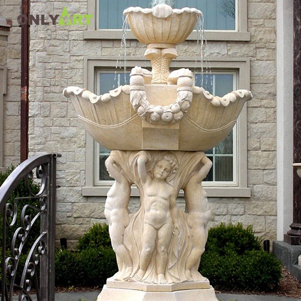 Yellow marble best outdoor water fountains for sale OLA-F312