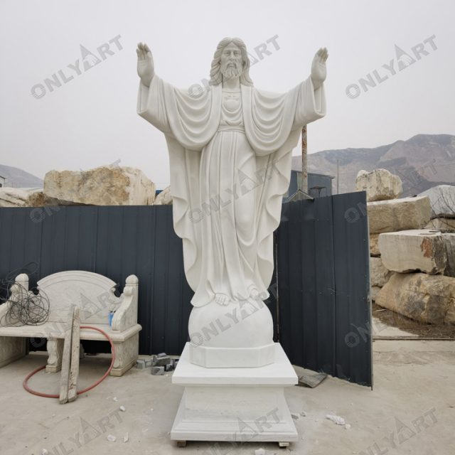 New design outdoor hand carved stone modern Jesus christ statue in white marble